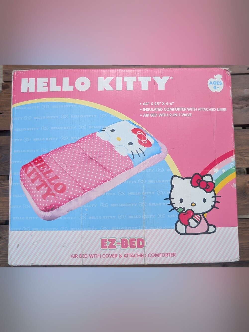 NEW RARE Hello Kitty EZ-BED Air Bed w/ Insulated Comforter & Liner 64”x25”x6”